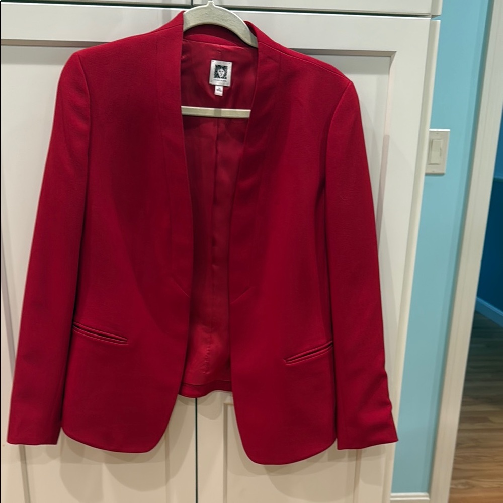 Anne Klein Red Tailored Blazer Suit Jacket